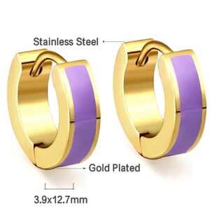 18k plated Gold and Purple Stainless Steel Hoop Earrings